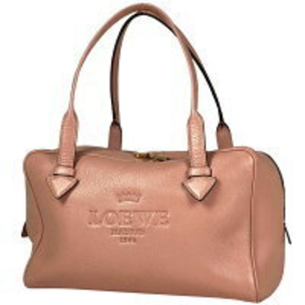 LOEWE Heritage Boston Leather Bag Logo Pink
